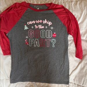 Gray and Red Long Sleeve Tee
